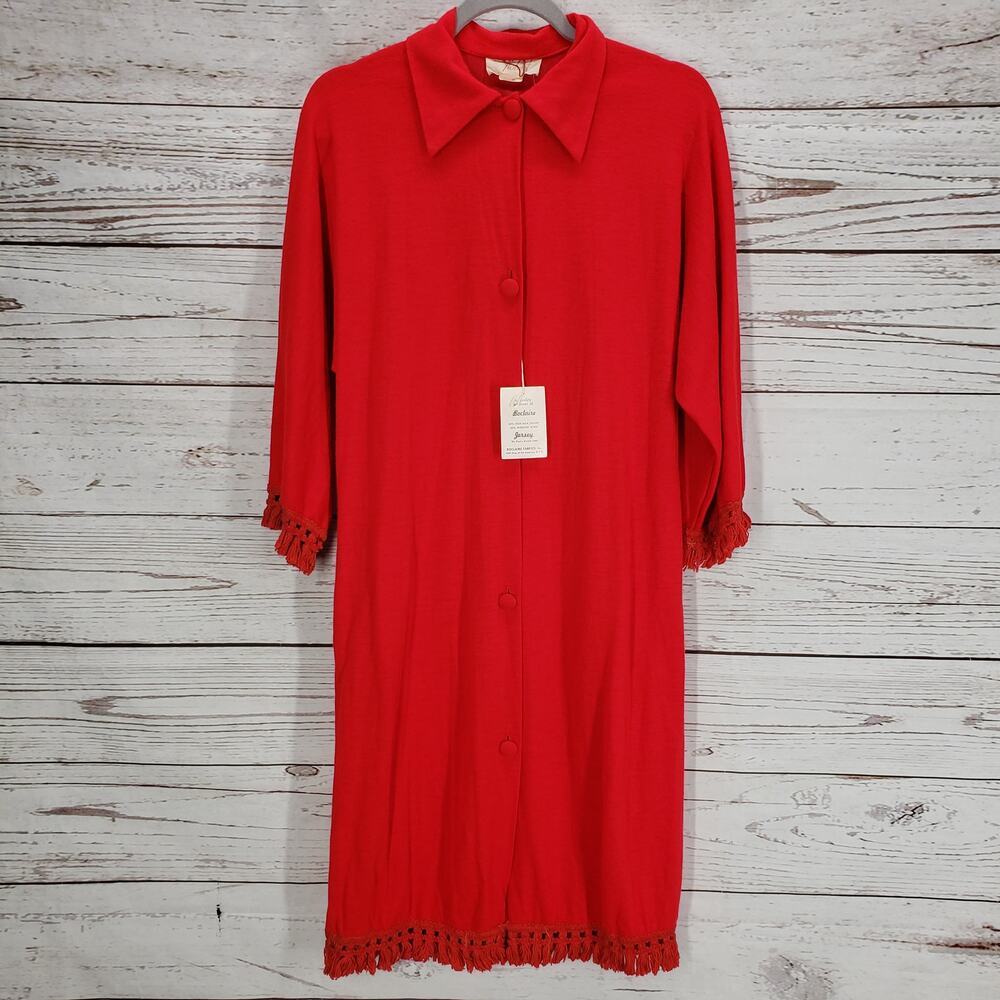 Vintage Fashioned By Hobert Women's Red Wool Blend Fringe Dress Size 8